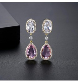 Teardrop Shaped Cubic Zirconia Dangle Drop Earrings for Women | Dainty Sparkly Clear Rhinestone Teardrop Dangling Drop Earrin...