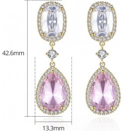 Teardrop Shaped Cubic Zirconia Dangle Drop Earrings for Women | Dainty Sparkly Clear Rhinestone Teardrop Dangling Drop Earrin...