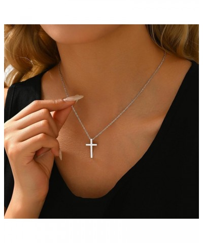 18K Gold Plated Sideways Cross Necklace for Women Stainless Steel Dainty Tiny Cross Pendant Necklace Minimalist Simple Jewelr...