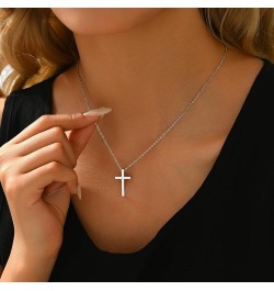 18K Gold Plated Sideways Cross Necklace for Women Stainless Steel Dainty Tiny Cross Pendant Necklace Minimalist Simple Jewelr...