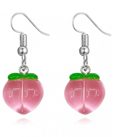 3D Cute Simulation Fruit Pink Honey Peach Resin Drop Dangle Earrings Charm Jewelry Gift Earrings for Women Girls pink $6.62 E...