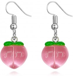 3D Cute Simulation Fruit Pink Honey Peach Resin Drop Dangle Earrings Charm Jewelry Gift Earrings for Women Girls pink $6.62 E...