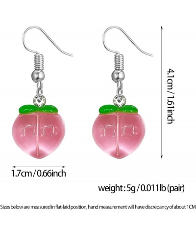 3D Cute Simulation Fruit Pink Honey Peach Resin Drop Dangle Earrings Charm Jewelry Gift Earrings for Women Girls pink $6.62 E...