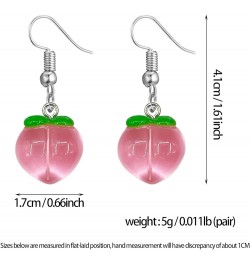 3D Cute Simulation Fruit Pink Honey Peach Resin Drop Dangle Earrings Charm Jewelry Gift Earrings for Women Girls pink $6.62 E...