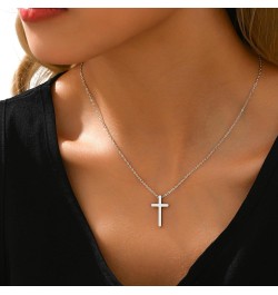 18K Gold Plated Sideways Cross Necklace for Women Stainless Steel Dainty Tiny Cross Pendant Necklace Minimalist Simple Jewelr...