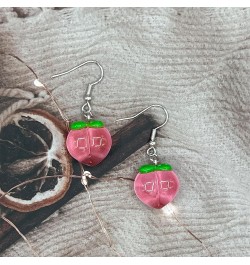 3D Cute Simulation Fruit Pink Honey Peach Resin Drop Dangle Earrings Charm Jewelry Gift Earrings for Women Girls pink $6.62 E...