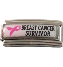 Breast Cancer Survivor Medical Alert ID Italian Charm for Bracelet Women Awareness Stainless Steel $10.55 Bracelets