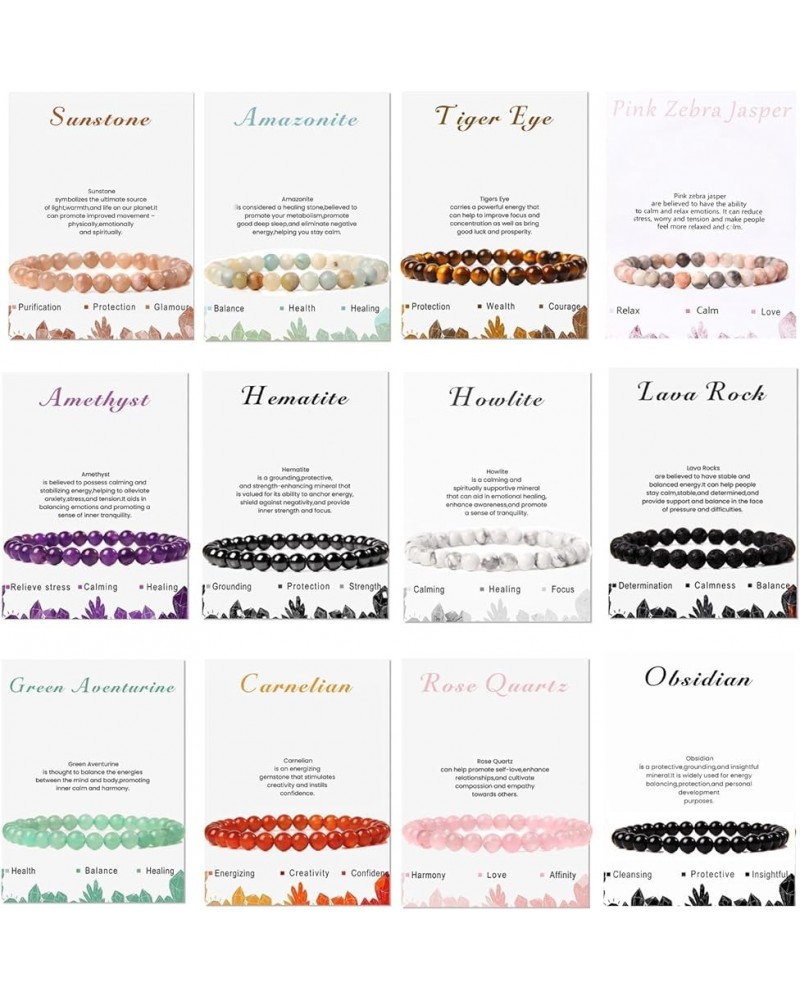 12Pcs 6mm Beaded Stretch Bracelet Handmade Round Bracelet for Women Multicolor Matte Beads Elastic Bracelet 12pcs $11.56 Brac...