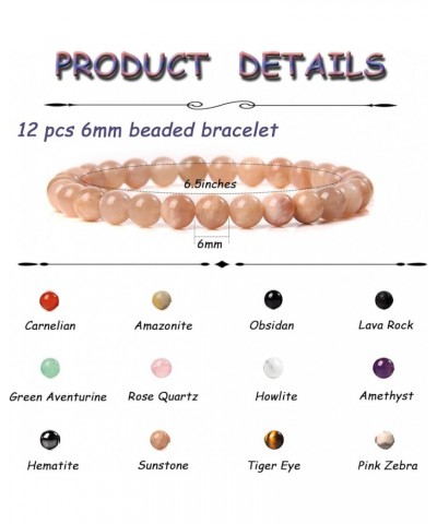 12Pcs 6mm Beaded Stretch Bracelet Handmade Round Bracelet for Women Multicolor Matte Beads Elastic Bracelet 12pcs $11.56 Brac...