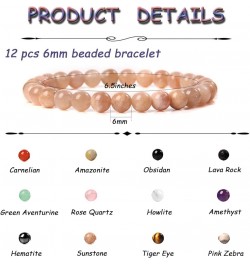 12Pcs 6mm Beaded Stretch Bracelet Handmade Round Bracelet for Women Multicolor Matte Beads Elastic Bracelet 12pcs $11.56 Brac...