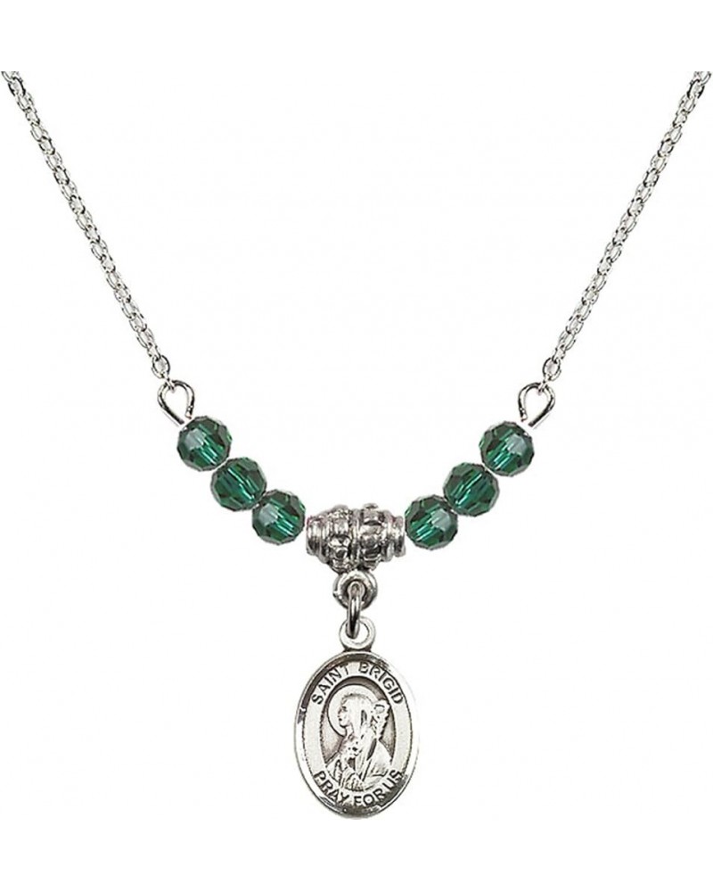 May Birth Month Bead Necklace with Catholic Patron Saint Petite Charm, 18 Inch Saint Brigid of Ireland $32.51 Necklaces