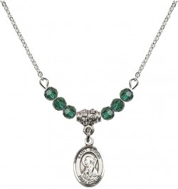 May Birth Month Bead Necklace with Catholic Patron Saint Petite Charm, 18 Inch Saint Brigid of Ireland $32.51 Necklaces