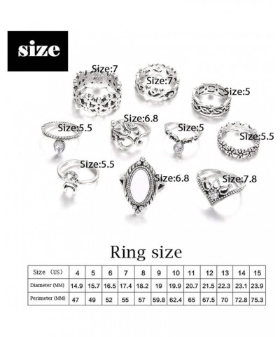 38Pcs Vintage Knuckle Rings Set Gemstone Bohemian Stackable Finger Rings Midi Rings for Women Aesthetic Hollow Carved Crystal...