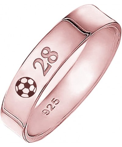 925 Sterling Silver Personalized Soccer Ball Engraved Band Ring Custom Made with Any Name Rose Gold $21.39 Rings