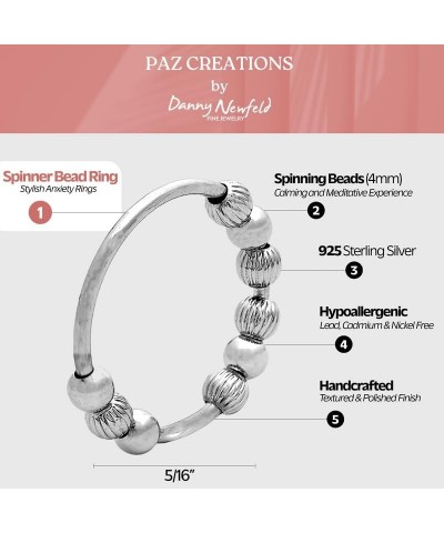 Paz Creations Sterling Silver Bead Ring For Women, Stylish Anxiety Rings, Designer ring, One-year warranty 6 Silver - Greed a...