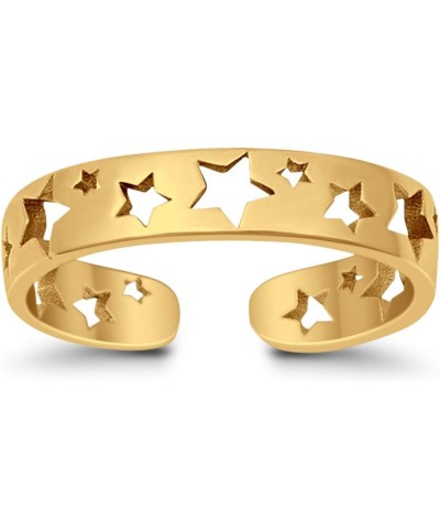 Stars Toe Ring Band Adjustable 925 Sterling Silver For Women (4mm) Yellow Tone, Sterling Silver $10.00 Body Jewelry