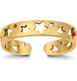 Stars Toe Ring Band Adjustable 925 Sterling Silver For Women (4mm) Yellow Tone, Sterling Silver $10.00 Body Jewelry