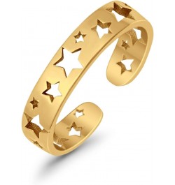 Stars Toe Ring Band Adjustable 925 Sterling Silver For Women (4mm) Yellow Tone, Sterling Silver $10.00 Body Jewelry