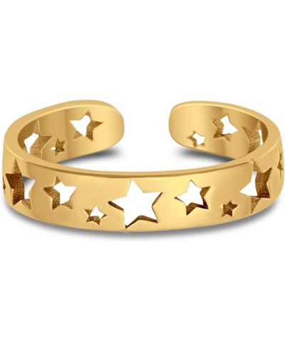 Stars Toe Ring Band Adjustable 925 Sterling Silver For Women (4mm) Yellow Tone, Sterling Silver $10.00 Body Jewelry