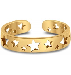 Stars Toe Ring Band Adjustable 925 Sterling Silver For Women (4mm) Yellow Tone, Sterling Silver $10.00 Body Jewelry