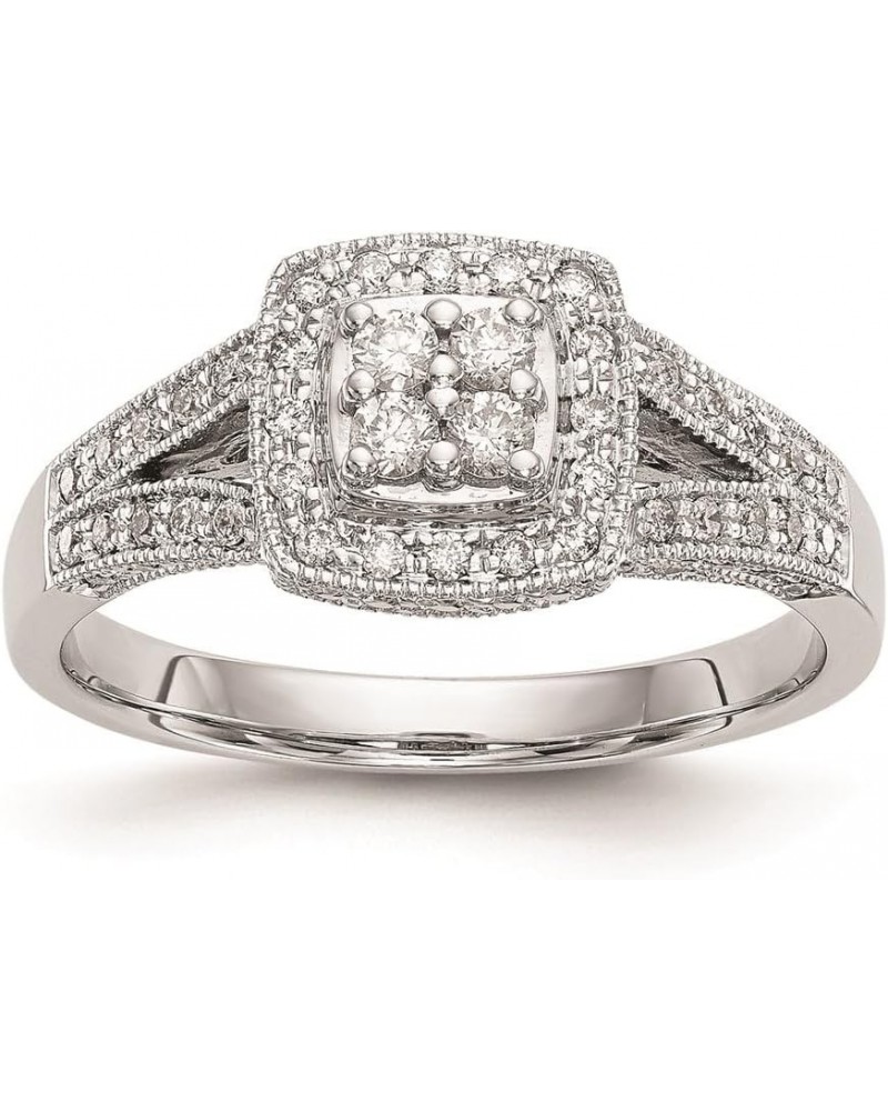 14K White Gold Diamond Cluster Engagement Ring Fine Jewelry for Women 0.508 cttw $560.48 Rings