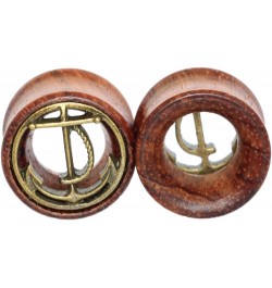 Brass Anchor Organic Wood Flesh Tunnels Double Flared Ear Stretcher Saddle Plugs 8mm - 20mm 10mm(00g) $6.91 Body Jewelry