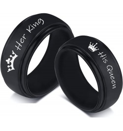 Silicone Couple Rings Her King & His Queen Matching Ring Set for Him Her 8MM Black Breathable Silicone Rubber Step Edge Dome ...