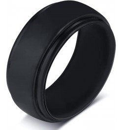 Silicone Couple Rings Her King & His Queen Matching Ring Set for Him Her 8MM Black Breathable Silicone Rubber Step Edge Dome ...