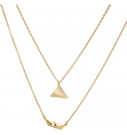 2Pcs Delicate Paper Airplane-Boat Necklaces for Women Girl Gold Clavicle Chain Origami-Boat Choker Jewelry Gift Ornament Allo...