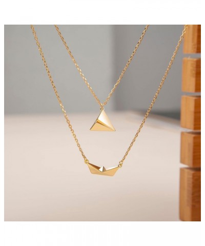 2Pcs Delicate Paper Airplane-Boat Necklaces for Women Girl Gold Clavicle Chain Origami-Boat Choker Jewelry Gift Ornament Allo...