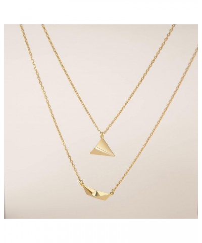 2Pcs Delicate Paper Airplane-Boat Necklaces for Women Girl Gold Clavicle Chain Origami-Boat Choker Jewelry Gift Ornament Allo...