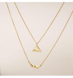 2Pcs Delicate Paper Airplane-Boat Necklaces for Women Girl Gold Clavicle Chain Origami-Boat Choker Jewelry Gift Ornament Allo...