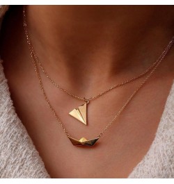 2Pcs Delicate Paper Airplane-Boat Necklaces for Women Girl Gold Clavicle Chain Origami-Boat Choker Jewelry Gift Ornament Allo...