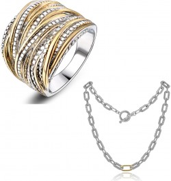 Statement Rings with Cable Link Chain Necklace Jewelry Sets for Women (Size 8) $16.80 Rings