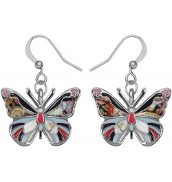 Enamel Alloy Rhinestone Butterfly Earrings Dangle Fashion Insect Jewelry For Women Girls Charm Gift Black $9.59 Earrings