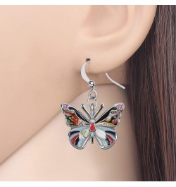 Enamel Alloy Rhinestone Butterfly Earrings Dangle Fashion Insect Jewelry For Women Girls Charm Gift Black $9.59 Earrings