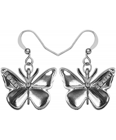 Enamel Alloy Rhinestone Butterfly Earrings Dangle Fashion Insect Jewelry For Women Girls Charm Gift Black $9.59 Earrings