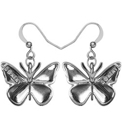 Enamel Alloy Rhinestone Butterfly Earrings Dangle Fashion Insect Jewelry For Women Girls Charm Gift Black $9.59 Earrings