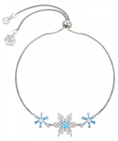 Snowflake Tennis Bracelet for Women Charm Blue Snowflake Cubic Zirconia Bracelet with Adjustable Chain Sterling Silver Snowfl...