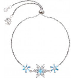 Snowflake Tennis Bracelet for Women Charm Blue Snowflake Cubic Zirconia Bracelet with Adjustable Chain Sterling Silver Snowfl...