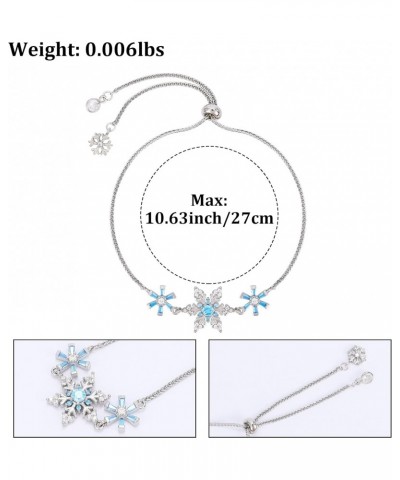 Snowflake Tennis Bracelet for Women Charm Blue Snowflake Cubic Zirconia Bracelet with Adjustable Chain Sterling Silver Snowfl...