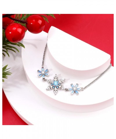 Snowflake Tennis Bracelet for Women Charm Blue Snowflake Cubic Zirconia Bracelet with Adjustable Chain Sterling Silver Snowfl...