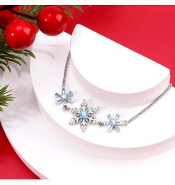 Snowflake Tennis Bracelet for Women Charm Blue Snowflake Cubic Zirconia Bracelet with Adjustable Chain Sterling Silver Snowfl...