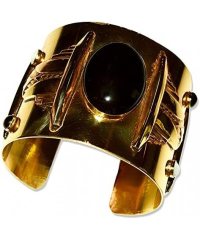 Mirror Antique Brass Art Deco Wide Cuff Bracelet - Mother of Pearl, Onyx $80.00 Bracelets