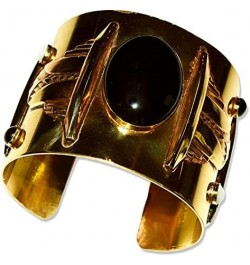 Mirror Antique Brass Art Deco Wide Cuff Bracelet - Mother of Pearl, Onyx $80.00 Bracelets