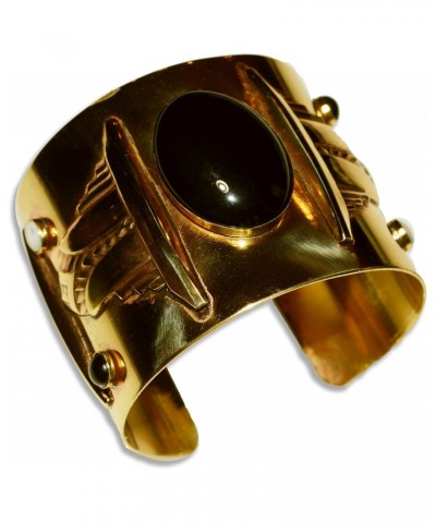 Mirror Antique Brass Art Deco Wide Cuff Bracelet - Mother of Pearl, Onyx $80.00 Bracelets