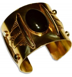 Mirror Antique Brass Art Deco Wide Cuff Bracelet - Mother of Pearl, Onyx $80.00 Bracelets