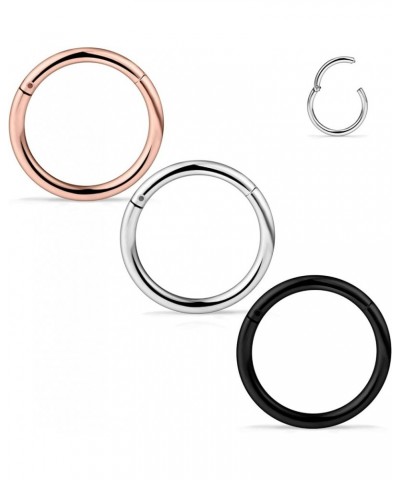 3-10PCS 16G Stainless Steel Hinged Clicker Segment Septum Nose Lip Ring Hoop Cartilage Tragus Sleeper Earrings Body Piercing ...