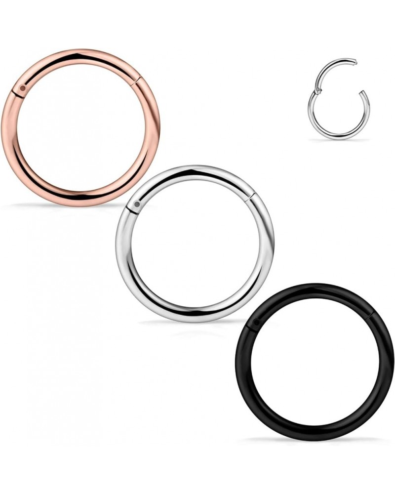 3-10PCS 16G Stainless Steel Hinged Clicker Segment Septum Nose Lip Ring Hoop Cartilage Tragus Sleeper Earrings Body Piercing ...