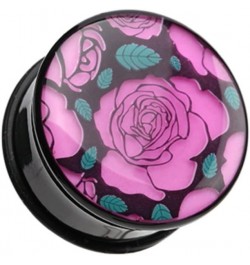 Glow in the Dark Romantic Roses Single Flared WildKlass Ear Gauge Plug (Sold as Pairs) 00 GA (10mm) $11.12 Body Jewelry